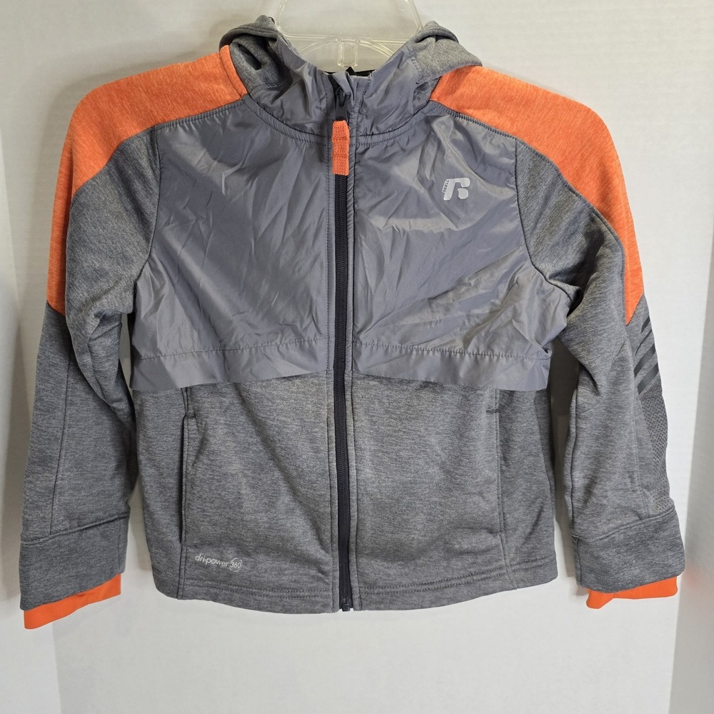 Russell Size 8 Boys Dri Power 360 Gray Lightweight Hooded Jacket‎ Pockets
